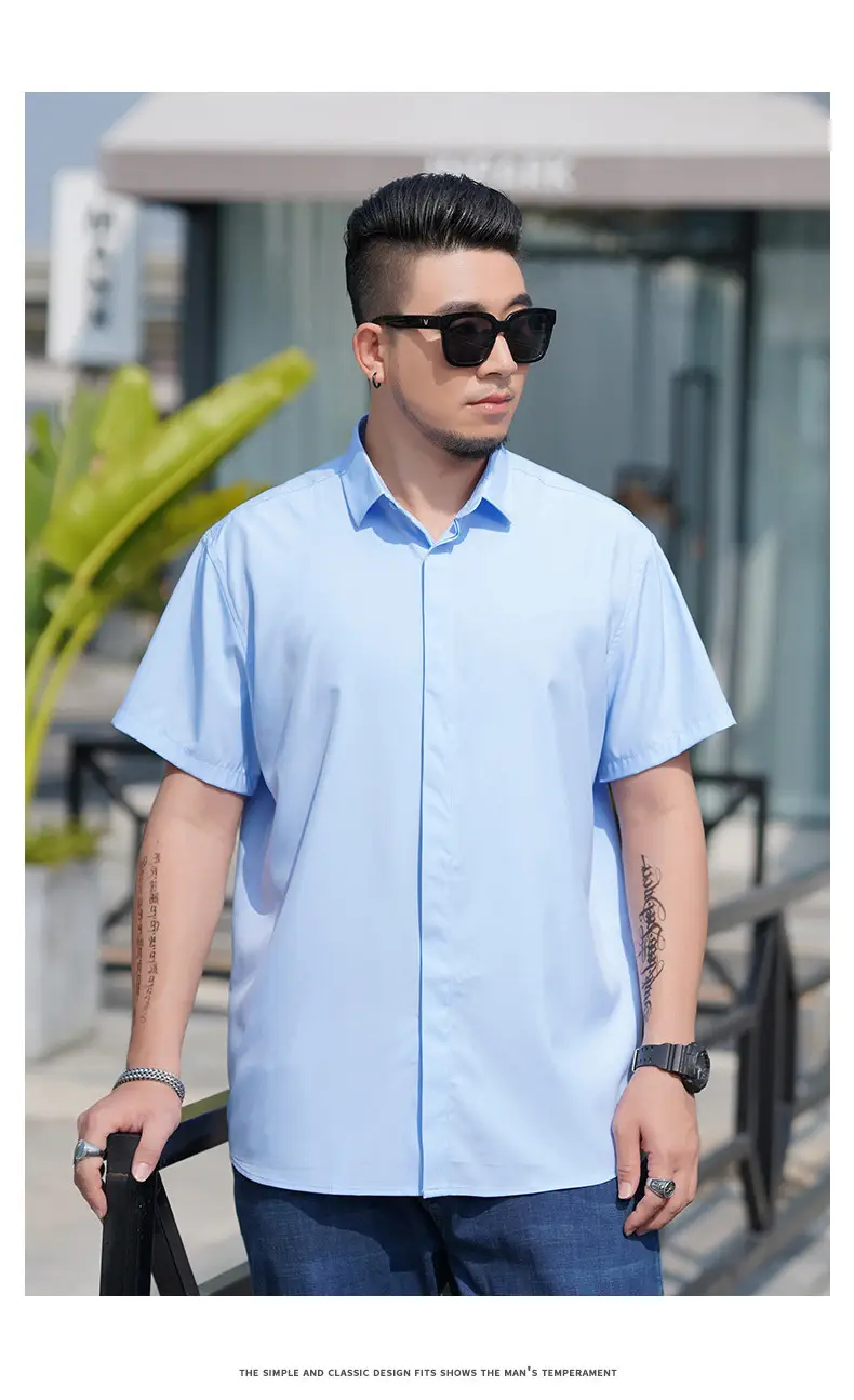 Men's Black Slim Fit Short Sleeve Shirt — feature 17