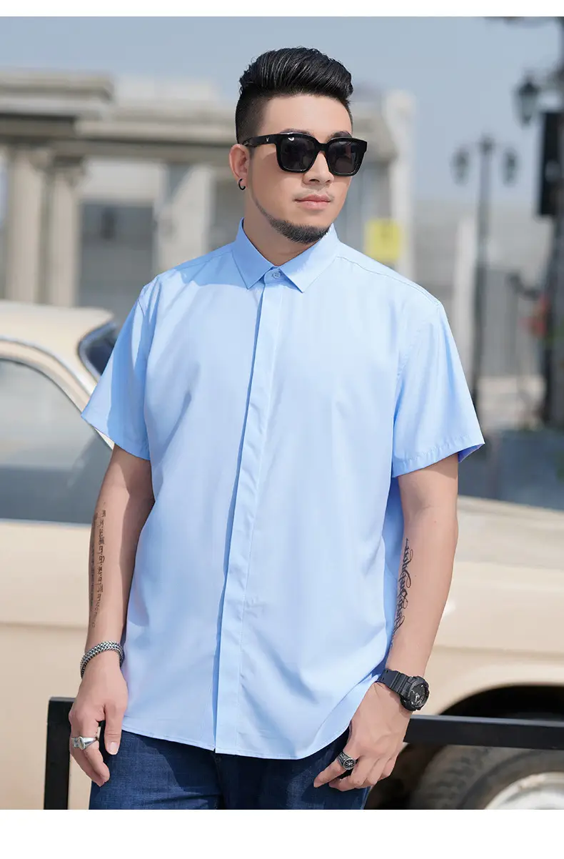 Men's Black Slim Fit Short Sleeve Shirt — feature 18