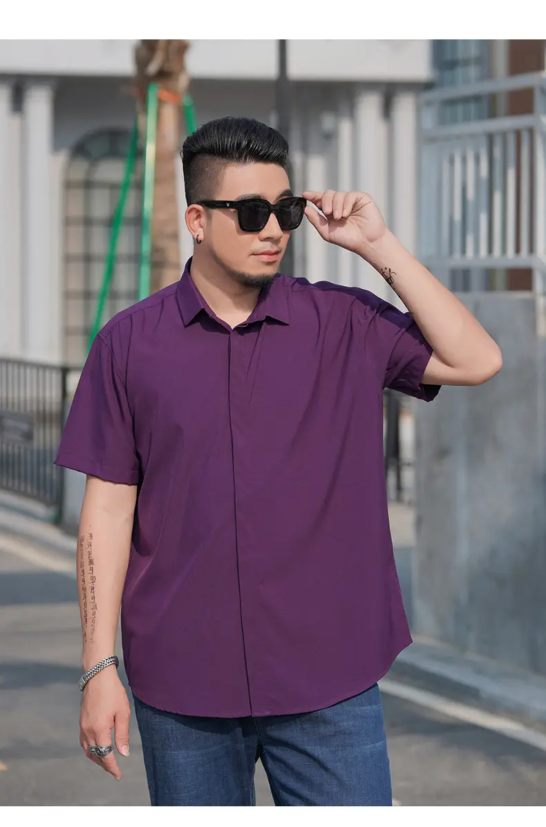 Men's Black Slim Fit Short Sleeve Shirt — feature 20