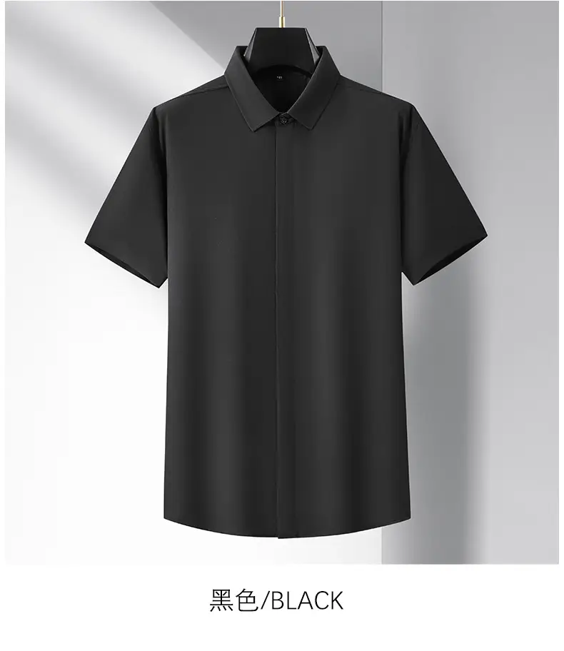 Men's Black Slim Fit Short Sleeve Shirt — feature 27