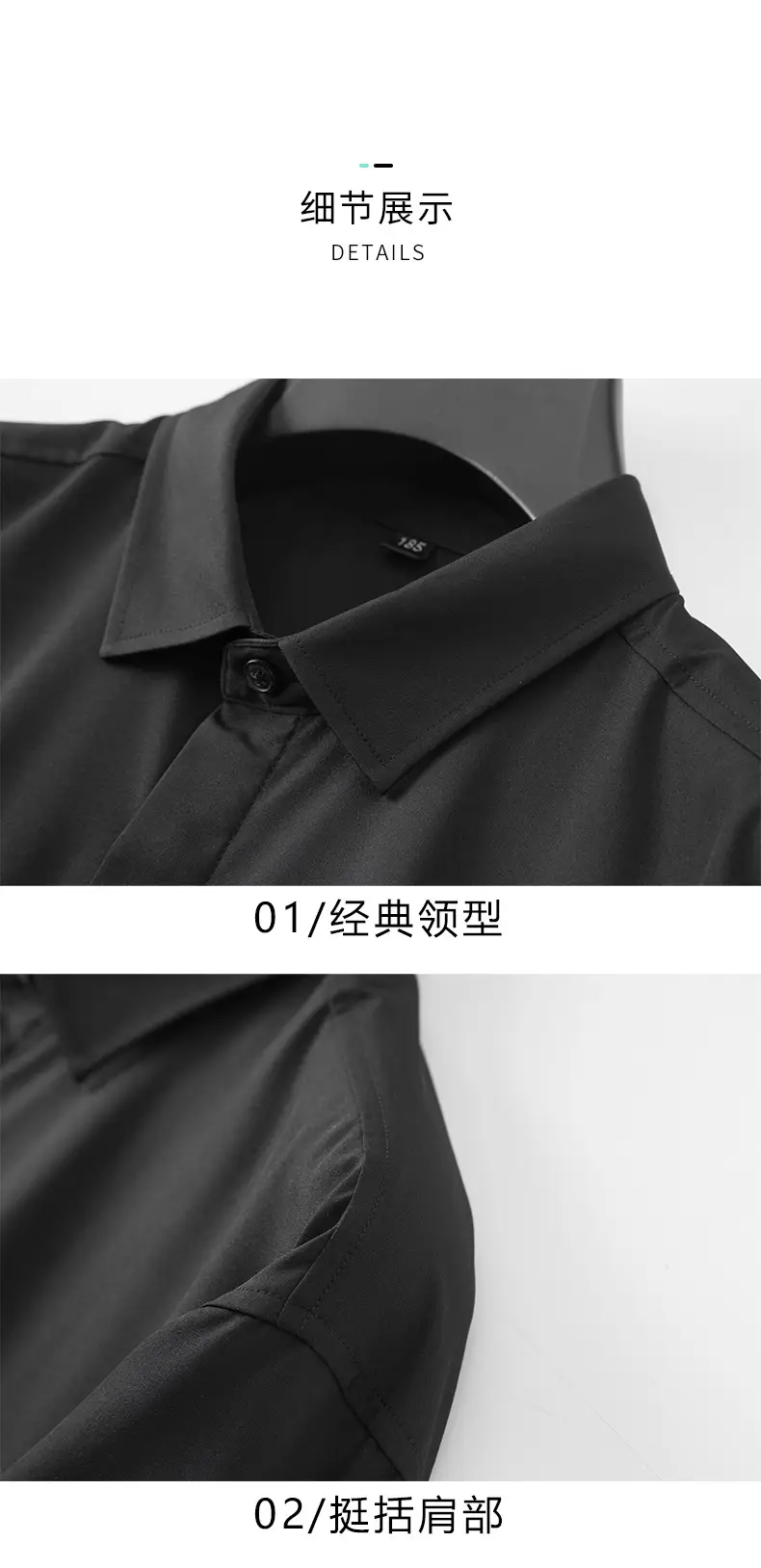 Men's Black Slim Fit Short Sleeve Shirt — feature 29