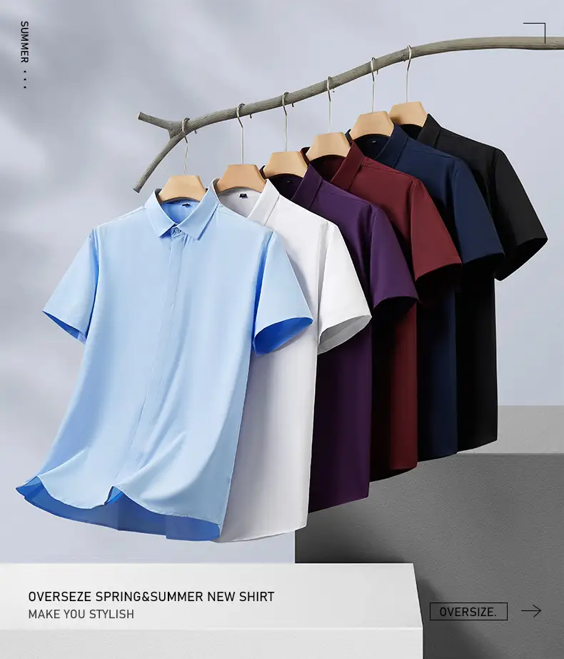 Men's Black Slim Fit Short Sleeve Shirt — feature 5