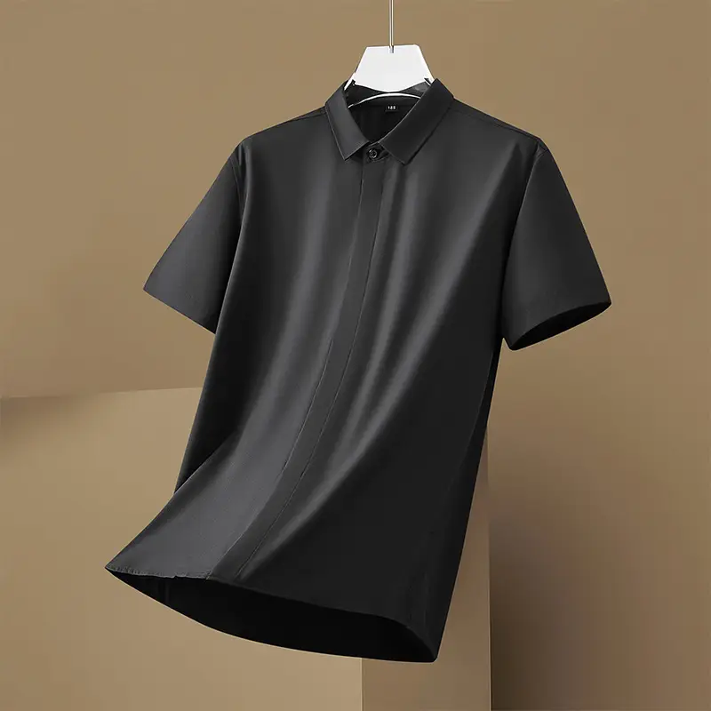 Men's Black Slim Fit Short Sleeve Shirt - Image 2