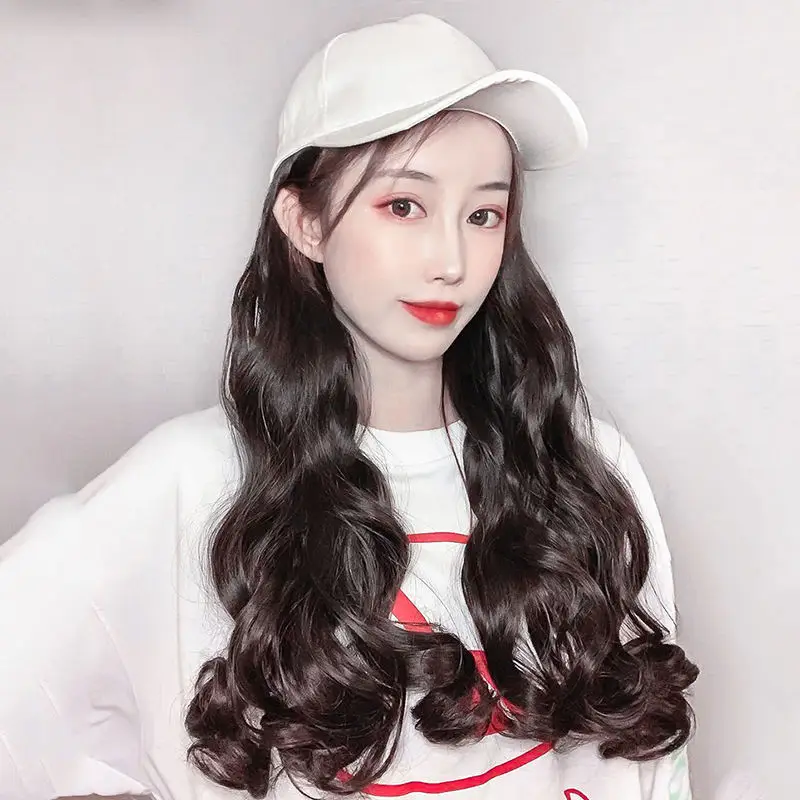 Long Hair Wig All-in-One Women's Black Cap - Image 2