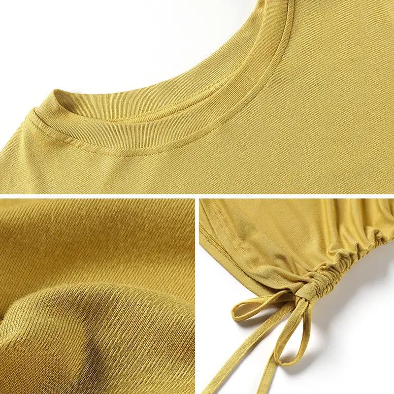 Women Long Sleeve Tie Front T-Shirt Beige - Image 10