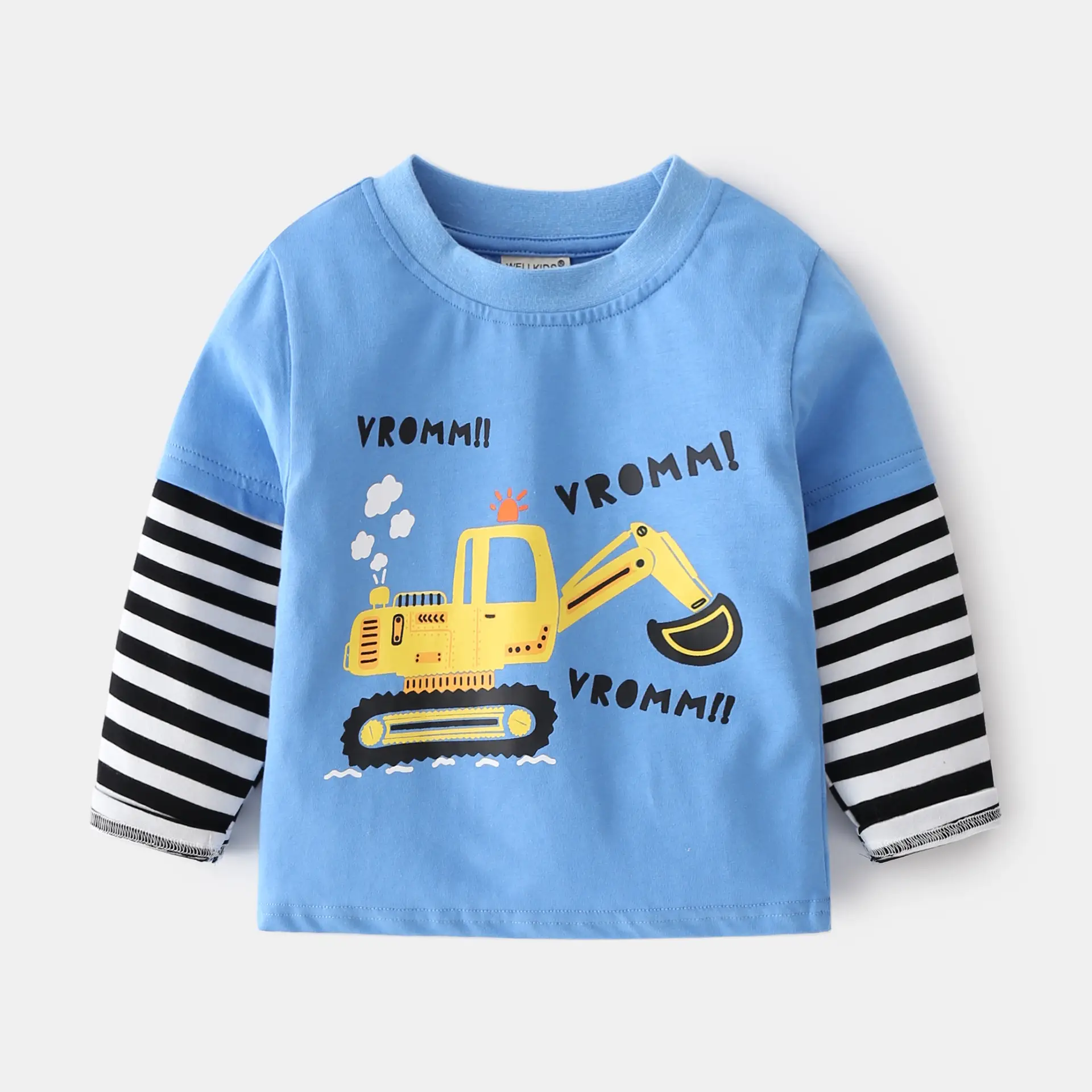 2023 Boys Cotton T-Shirt Black with Excavator Graphic - Image 3