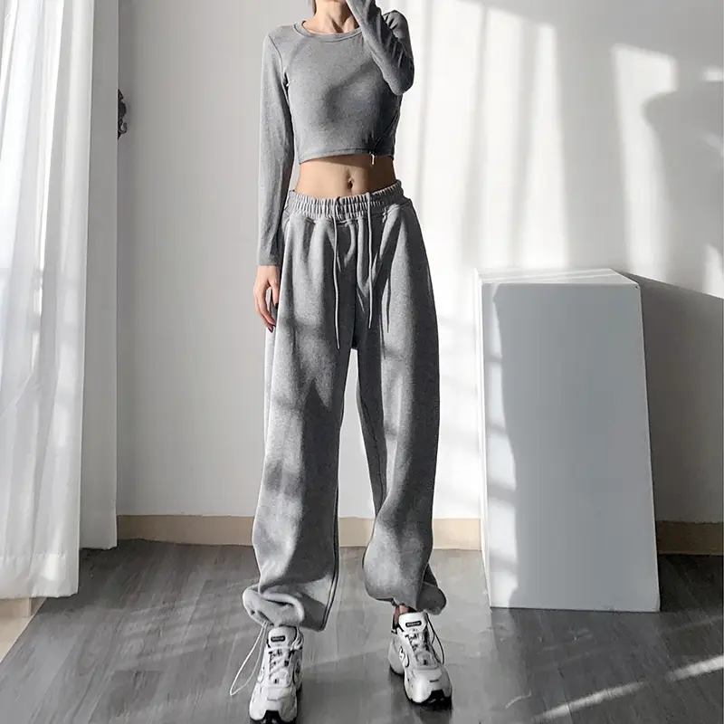 Women's Grey Jogger Pants Loose Fit Casual Sweatpants