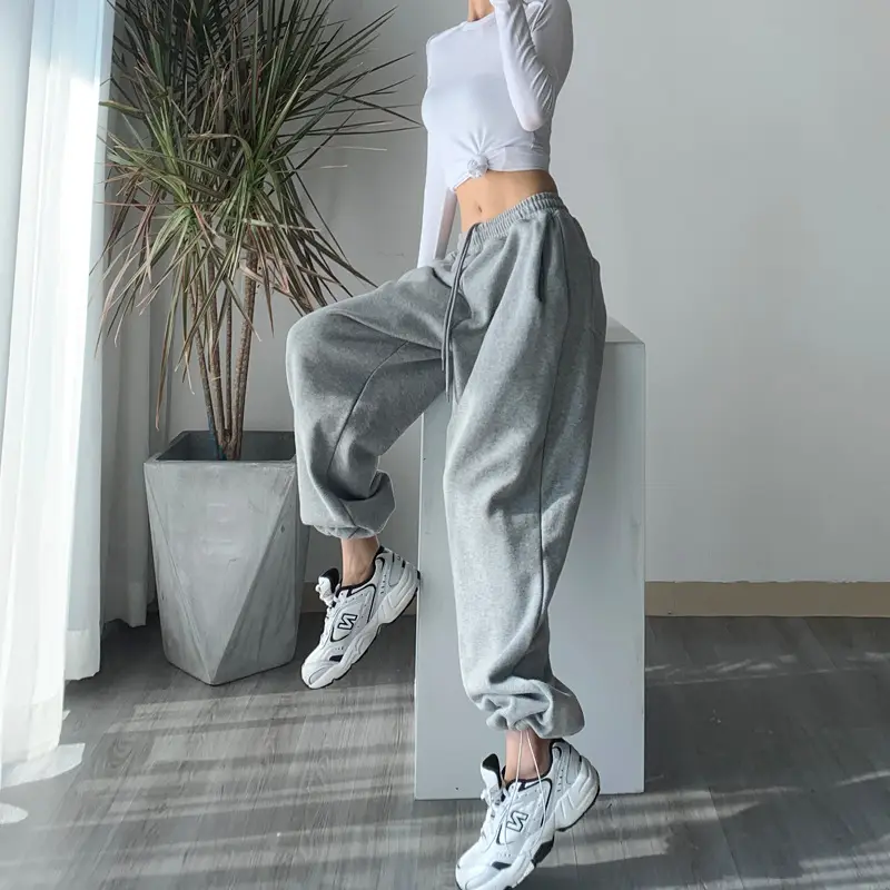 Women's Grey Jogger Pants Loose Fit Casual Sweatpants