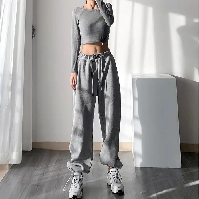 Women's Grey Jogger Pants Loose Fit Casual Sweatpants