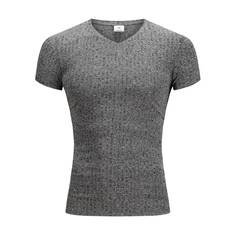 Men V-Neck Running T-Shirt Slim Fit Blue - Image 11