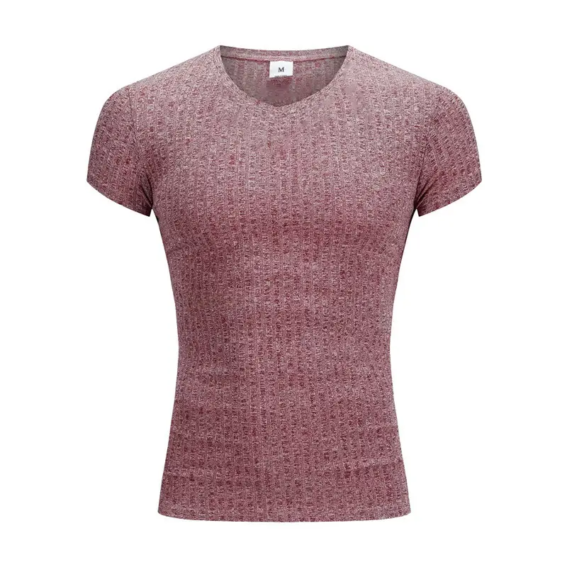 Men V-Neck Running T-Shirt Slim Fit Blue - Image 3