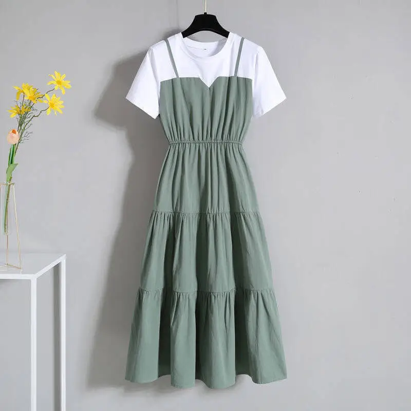 Green Summer Sling Dress for Women Large Size - Image 5