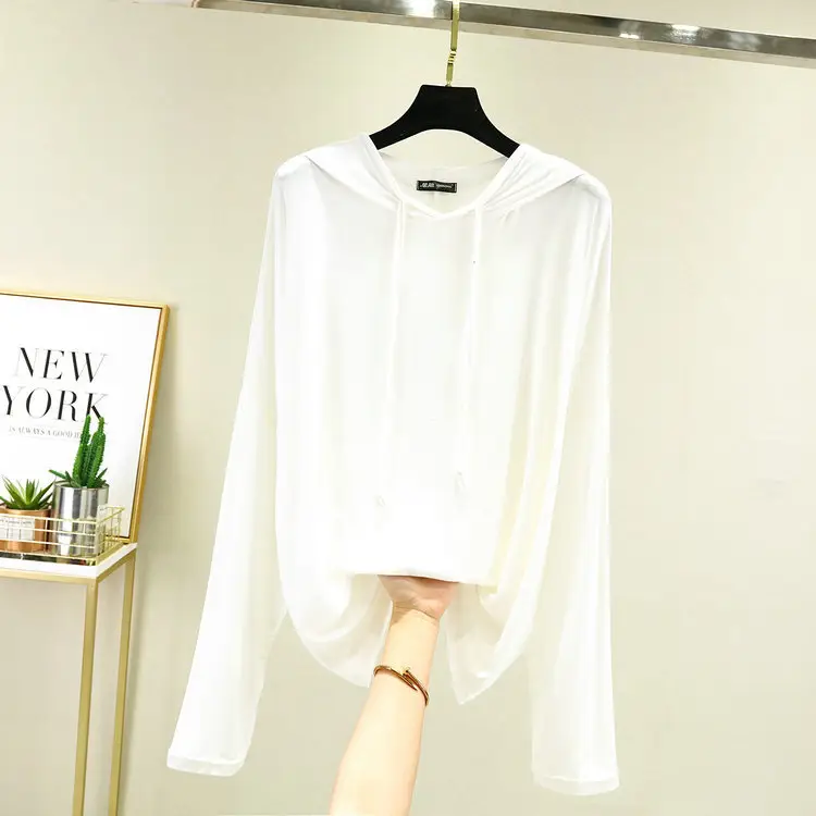 Black Hooded T-Shirt Women Spring Casual Large Loose Fit