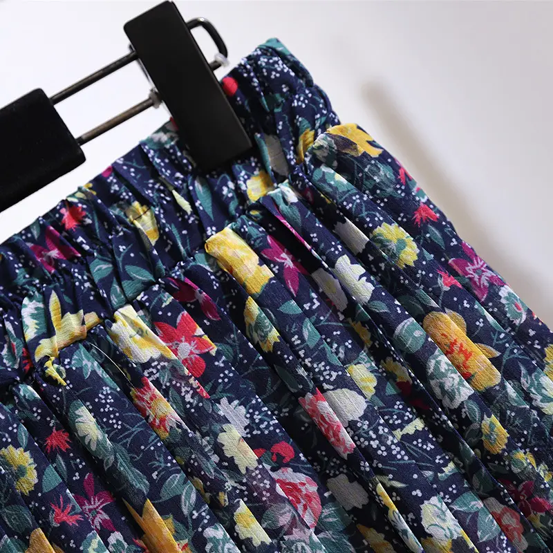 Plus Size Floral Chiffon A-Line Skirt 2024 - Image 6
