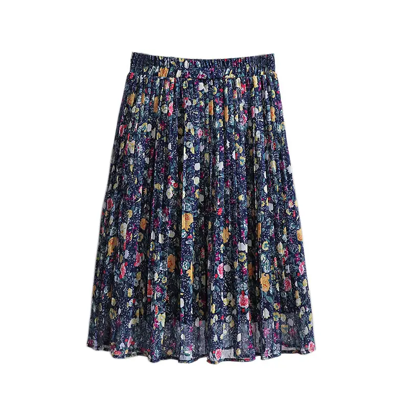 Plus Size Floral Chiffon A-Line Skirt 2024 - Image 7