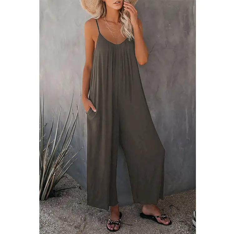 Women's Orange Loose Fit Jumpsuit Pants Set - Image 3