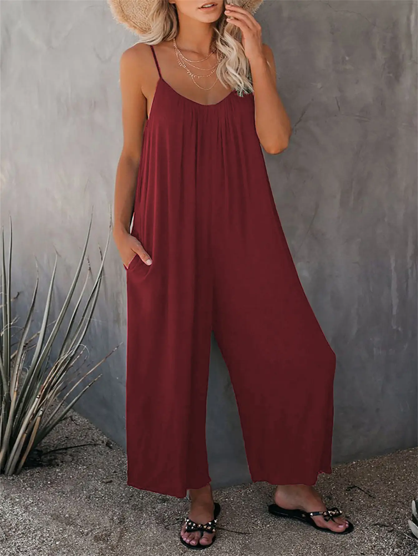 Women's Orange Loose Fit Jumpsuit Pants Set - Image 9