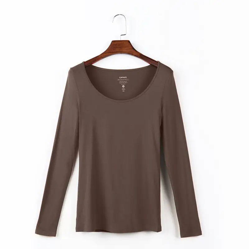 Women Navy Long Sleeve Half High Collar T-Shirt - Image 7