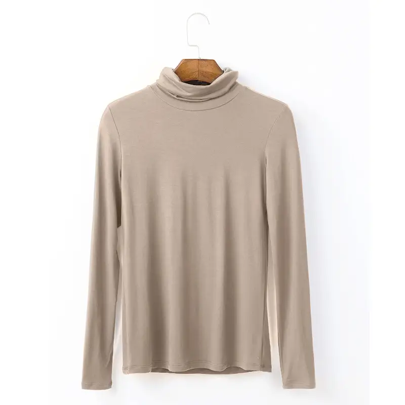 Women Navy Long Sleeve Half High Collar T-Shirt - Image 15