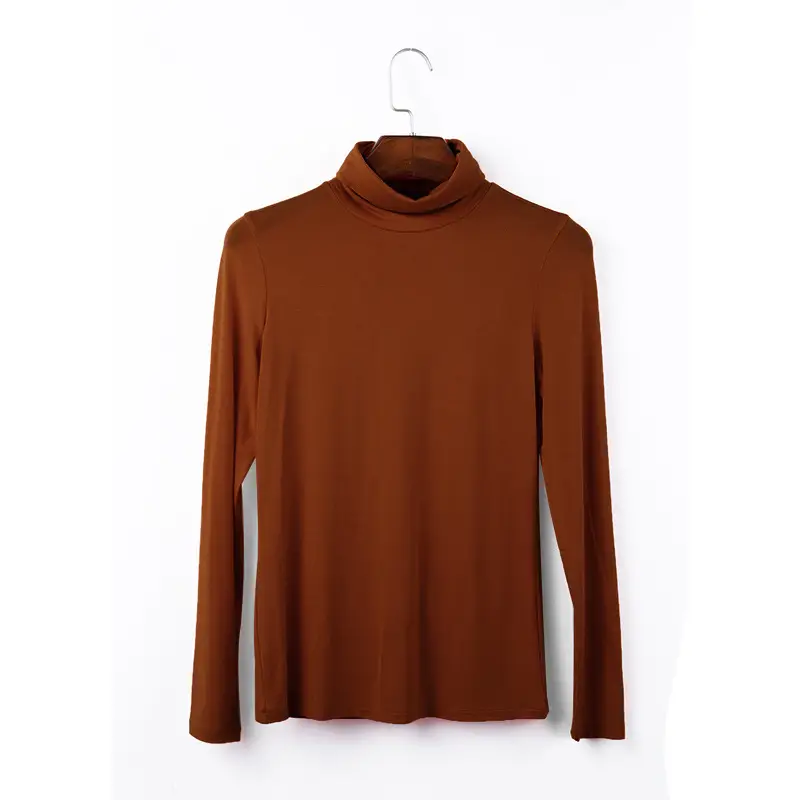 Women Navy Long Sleeve Half High Collar T-Shirt - Image 17