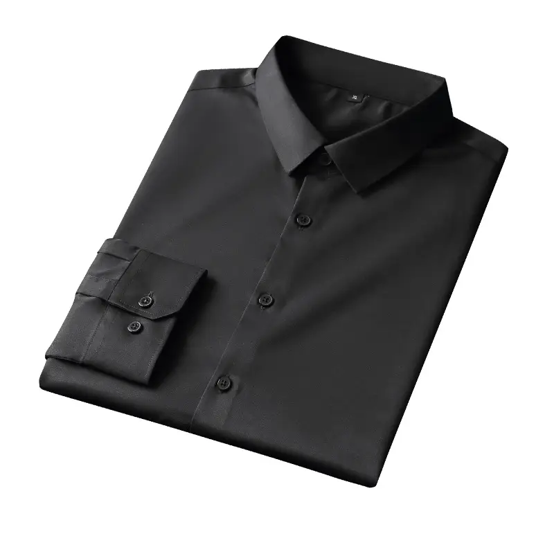 Pink Silk Men's Long Sleeve Shirt No-Pocket Business Casual