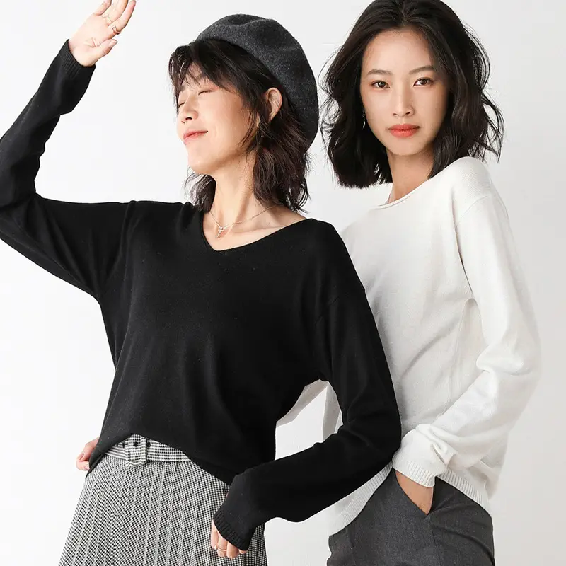 Women Knitted Round Neck Sweater Light Beige - Image 24