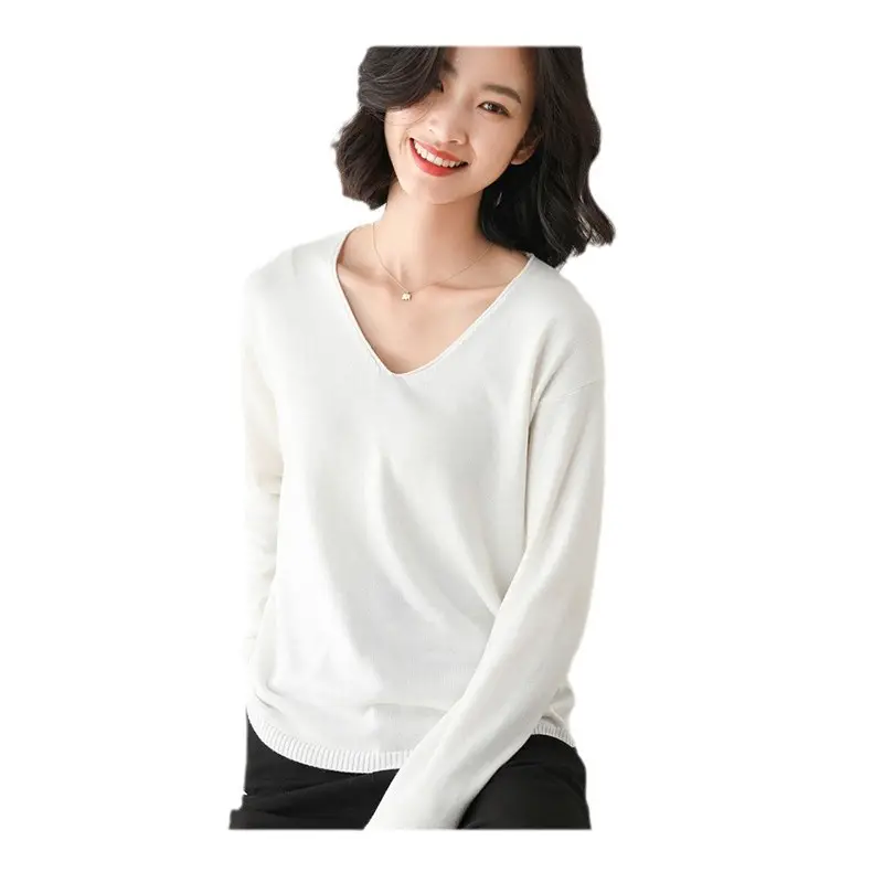 Women Knitted Round Neck Sweater Light Beige - Image 25