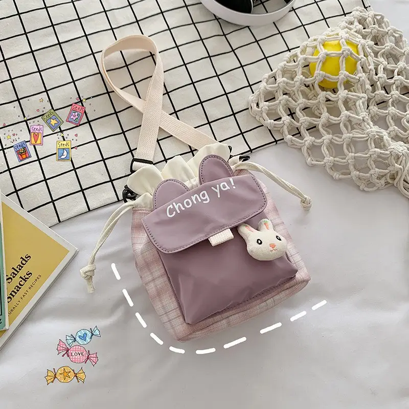 2025 Soft Cotton Crossbody Bag for Girls Plaid Design - Image 5