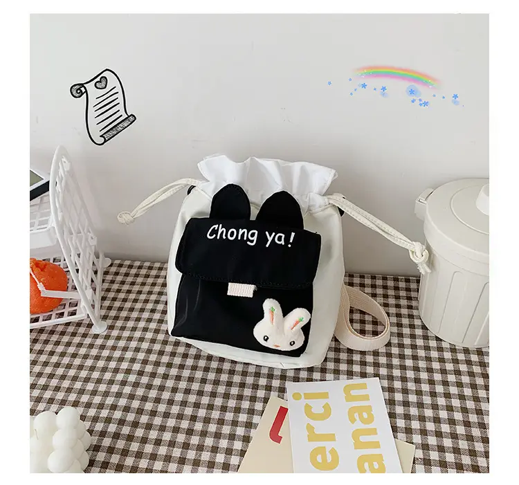 2025 Soft Cotton Crossbody Bag for Girls Plaid Design - Image 2