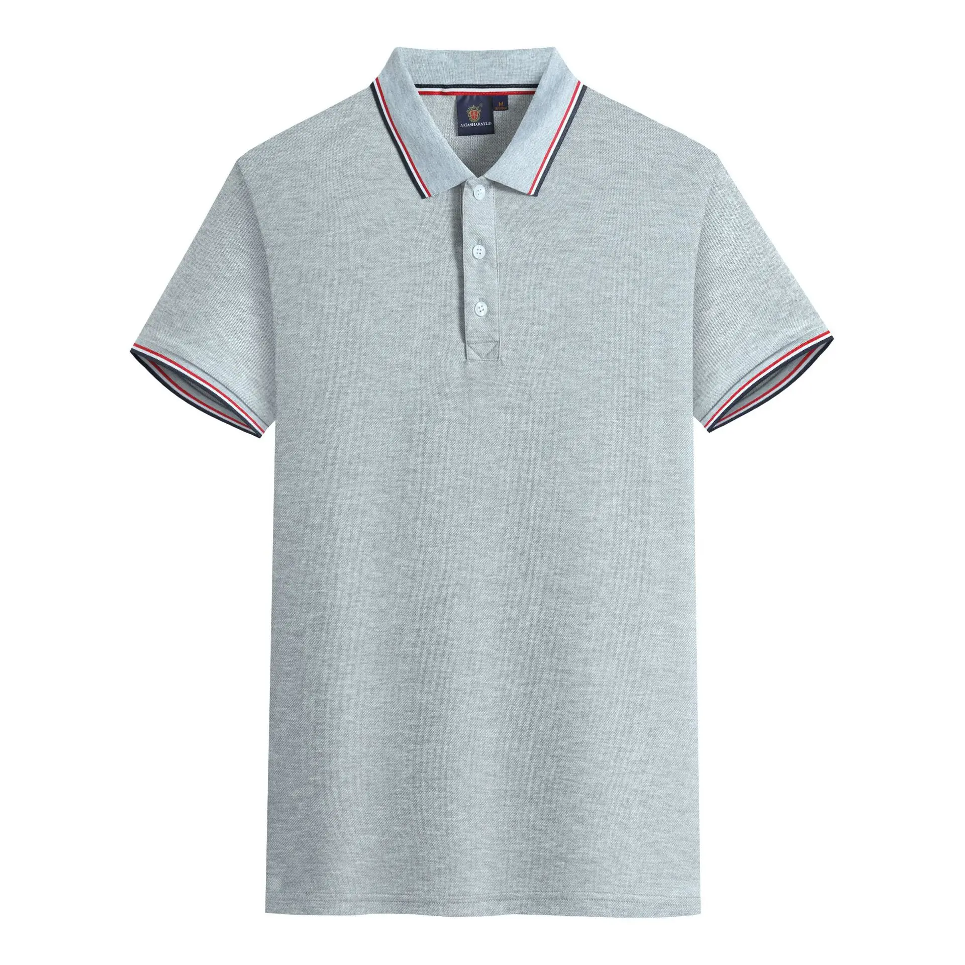 Men's White Polo Shirt with Red Trim - Image 3