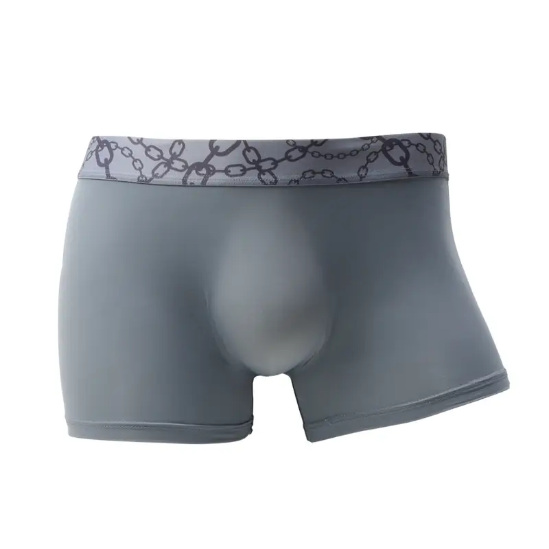 Ice Silk Printed Belt Underwear for Men, Ultra-Thin, Breathable, Mid-Waist