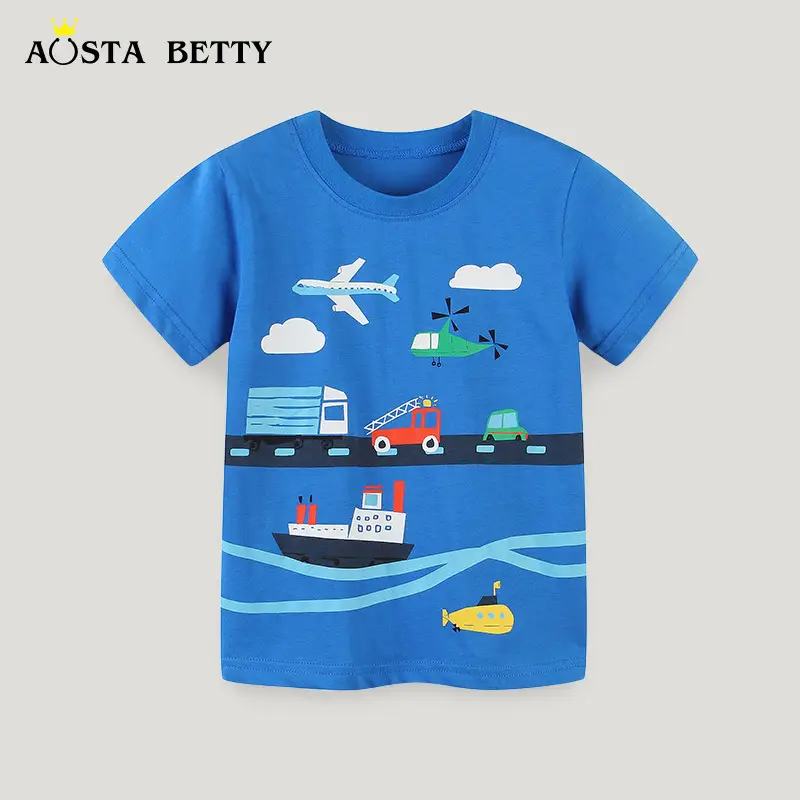 Kids Printed T-Shirt Blue Kids Boys Summer Cotton - Image 2