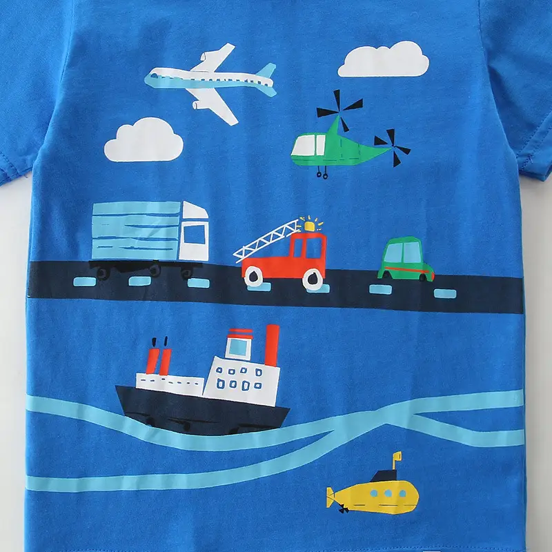 Kids Printed T-Shirt Blue Kids Boys Summer Cotton - Image 5
