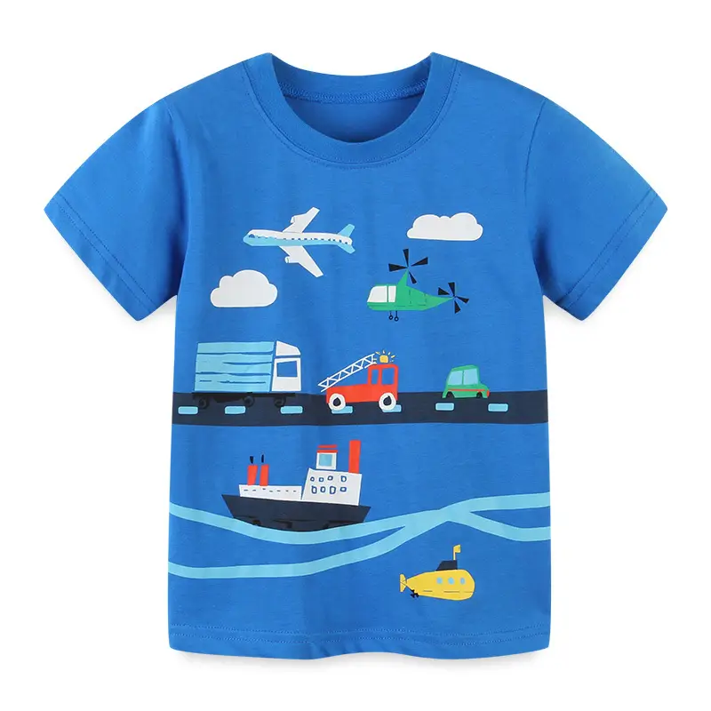Kids Printed T-Shirt Blue Kids Boys Summer Cotton - Image 6
