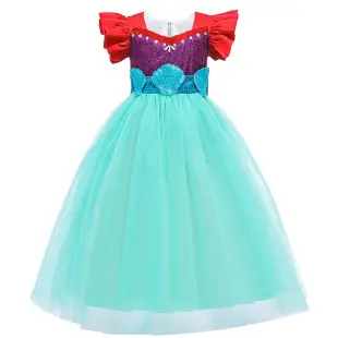 Frozen Elsa Princess Dress Long Sleeve Sequined Long Dress Little Princess Gown Prom Runway Show — feature 10