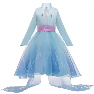 Frozen Elsa Princess Dress Long Sleeve Sequined Long Dress Little Princess Gown Prom Runway Show — feature 15