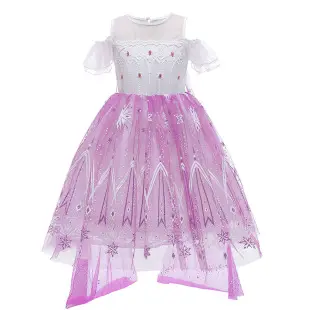 Frozen Elsa Princess Dress Long Sleeve Sequined Long Dress Little Princess Gown Prom Runway Show — feature 7