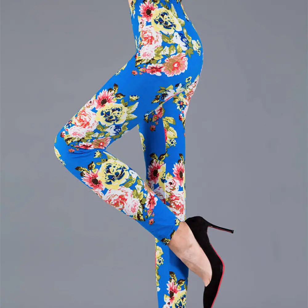 New Women's Printed Milk Silk Leggings Large Size