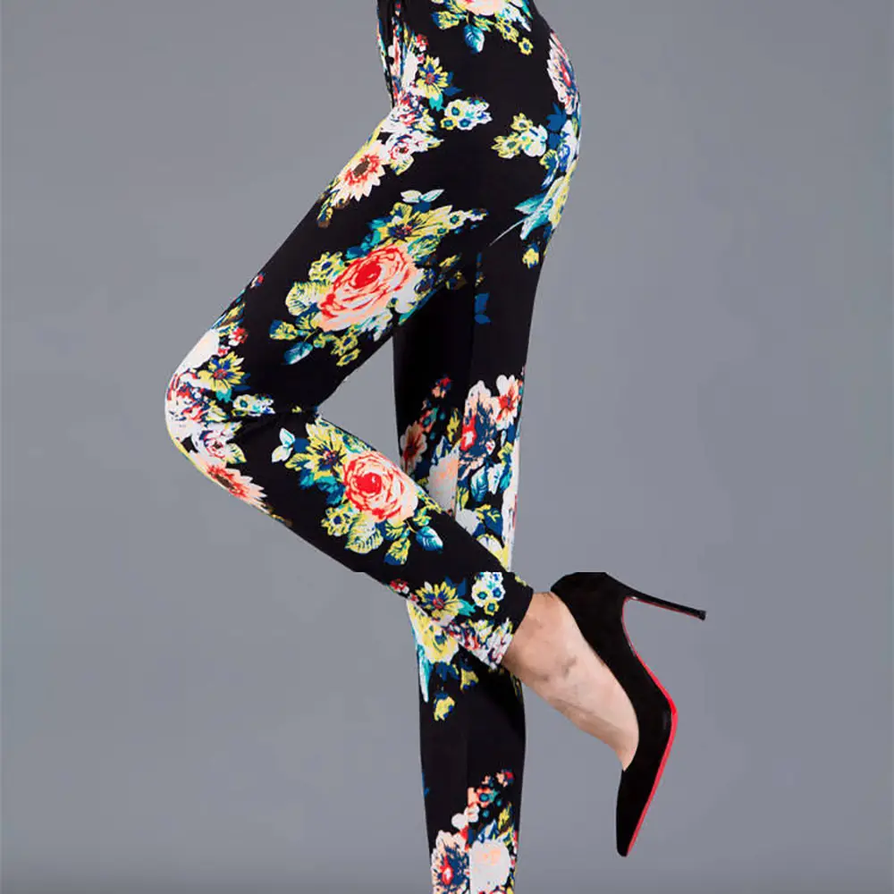 New Women's Printed Milk Silk Leggings Large Size