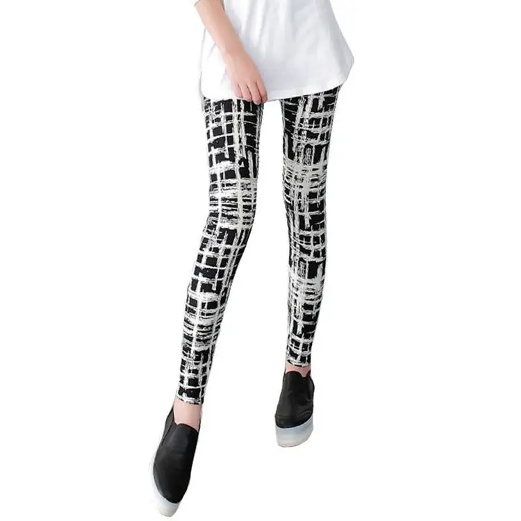 New Women's Printed Milk Silk Leggings Large Size