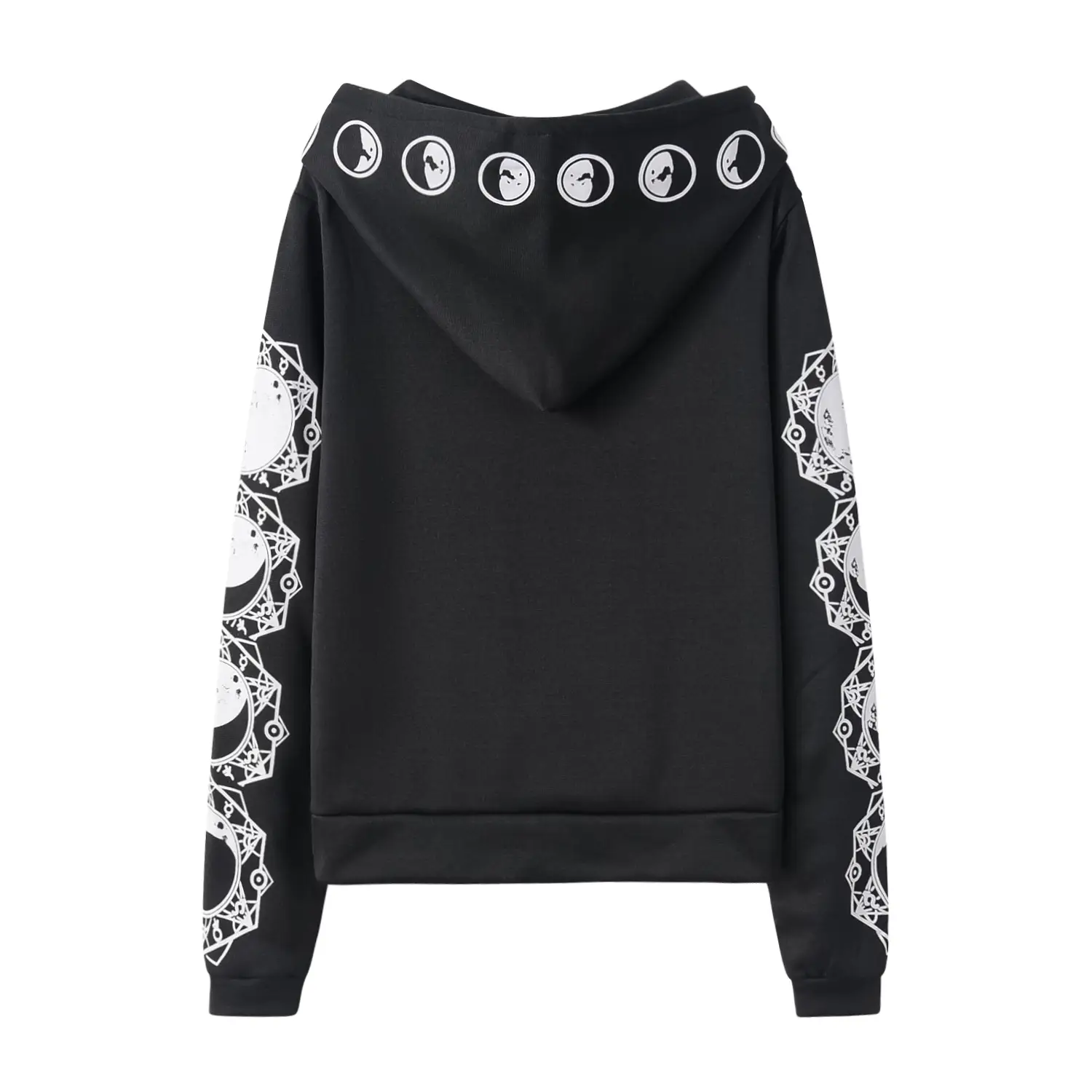 Black Hooded Punk Print Long Sleeve Sweater 2021 — feature 9