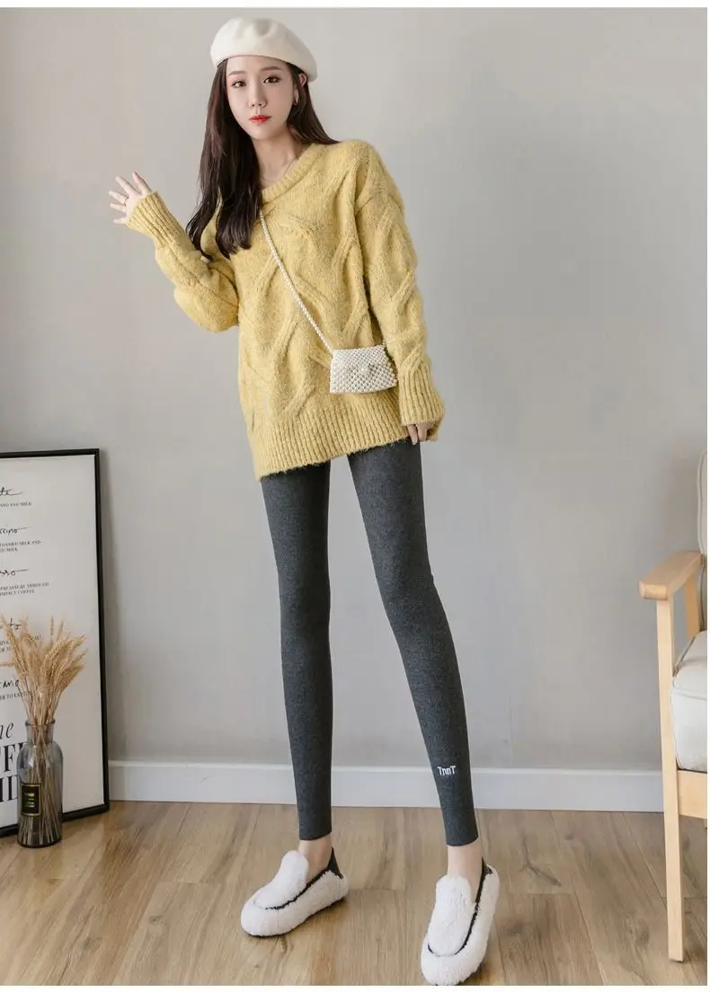 Women Black Sweatshirt Leggings Set Winter Slim Fit Plus Size — feature 17