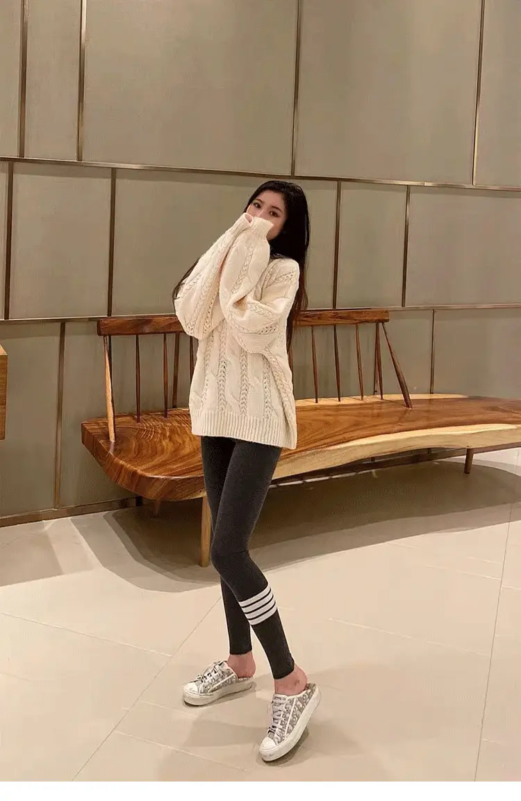 Women Black Sweatshirt Leggings Set Winter Slim Fit Plus Size — feature 19