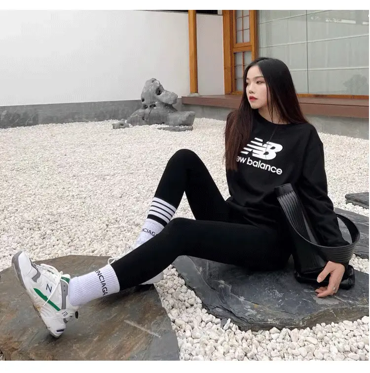 Women Black Sweatshirt Leggings Set Winter Slim Fit Plus Size — feature 28