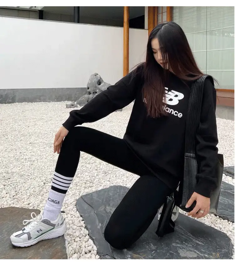 Women Black Sweatshirt Leggings Set Winter Slim Fit Plus Size — feature 29
