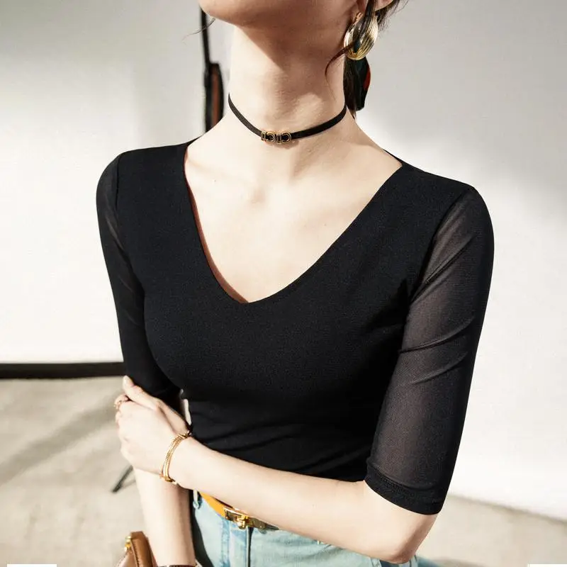 New Autumn Slim Fit V-Neck Polo Top Solid Color - Image 8