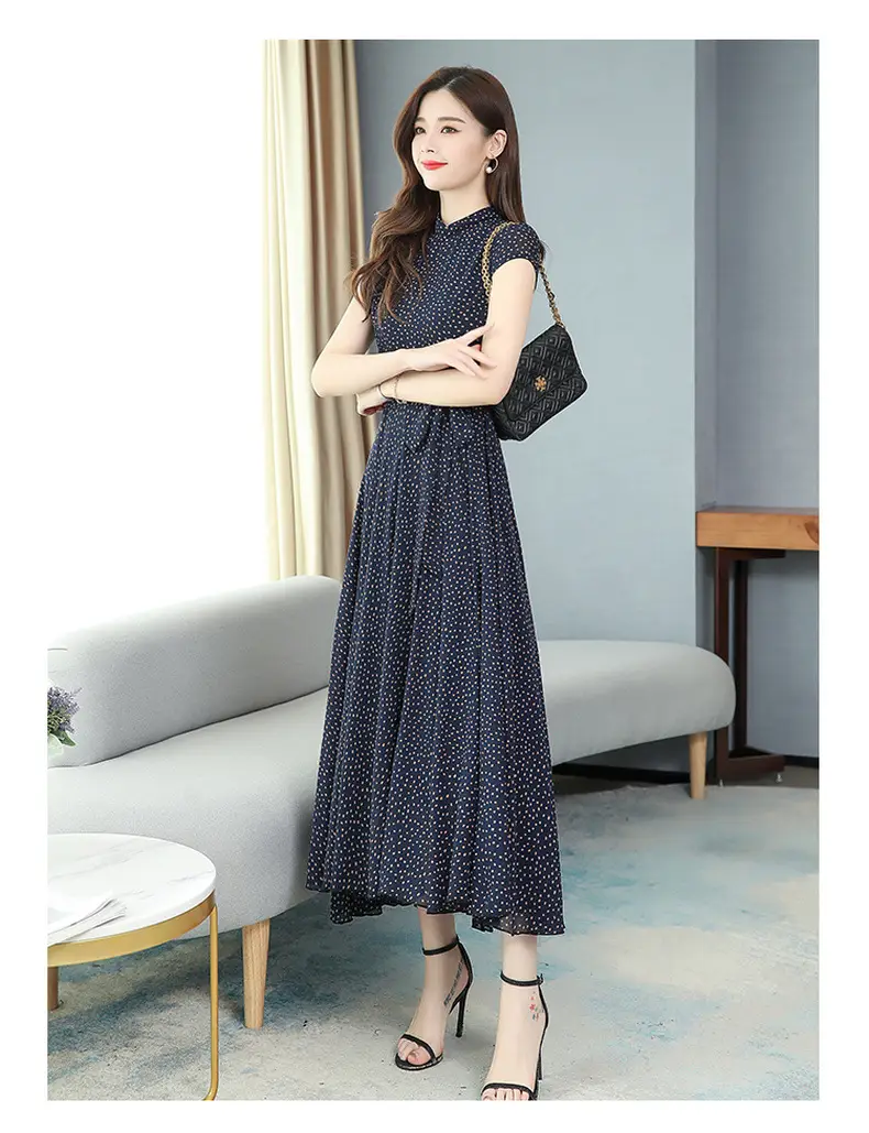 Women's Chiffon Polka Dot Summer Dress Large Hem — feature 27