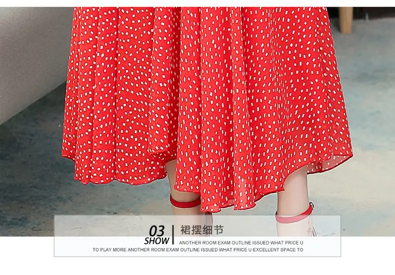Women's Chiffon Polka Dot Summer Dress Large Hem — feature 32