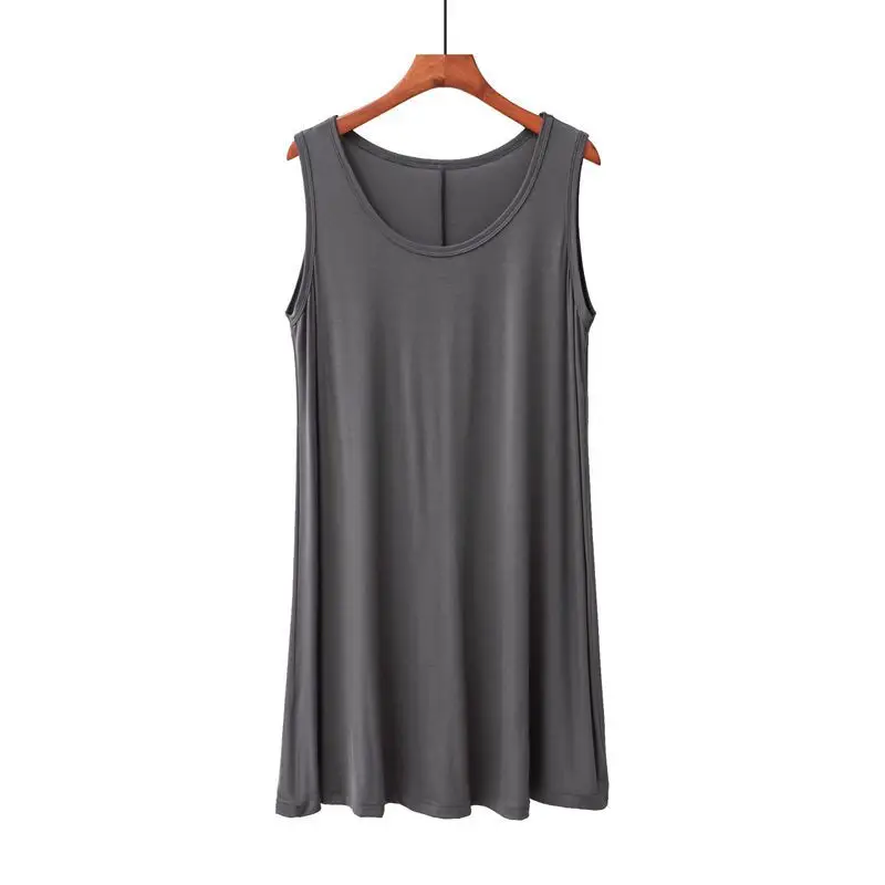 Black Sleeveless Vest Dress for Women Large Size