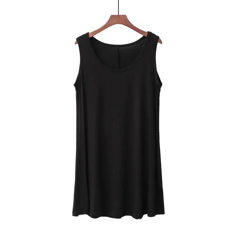 Black Sleeveless Vest Dress for Women Large Size